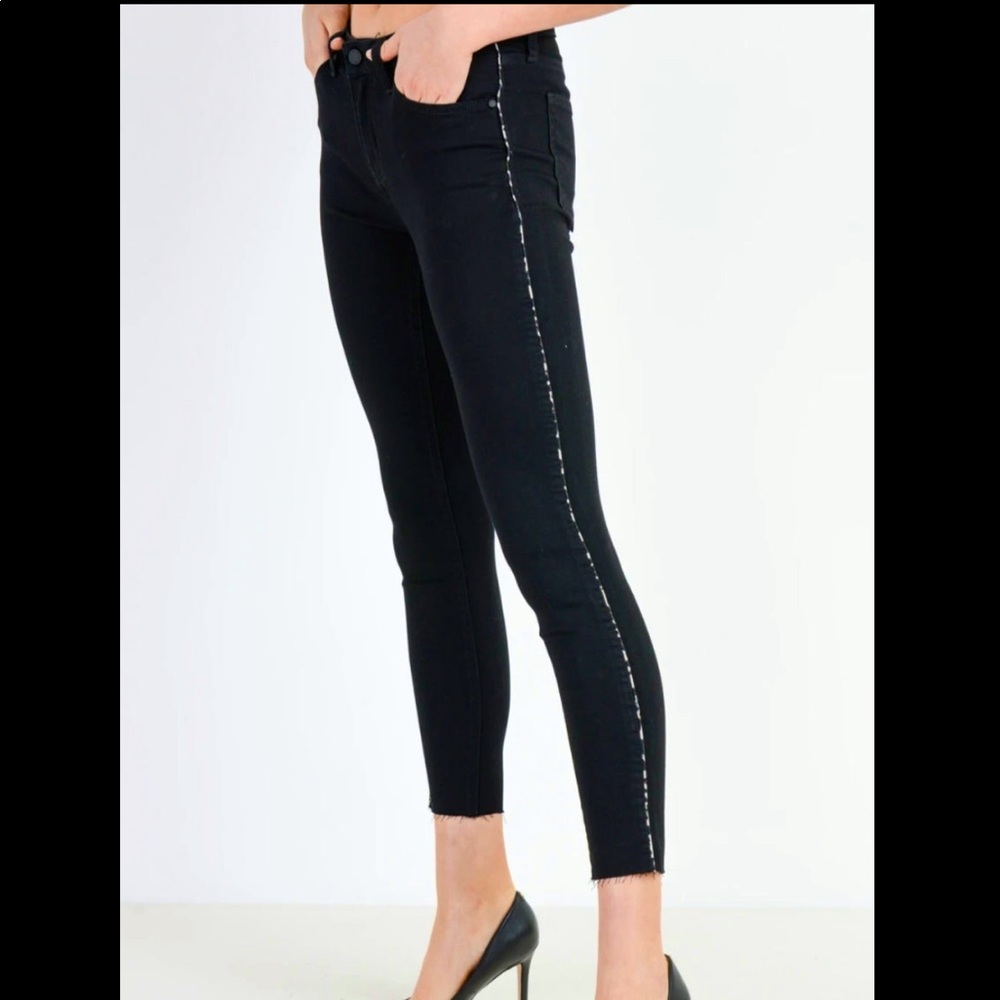 Just Black Denim- Black with Leopard Piping on sides (sizes 24-31)
